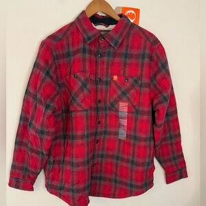 The American Outdoorsman Sherpa fleece lined plaid jacket in red and black SZ SM